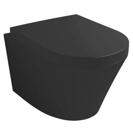 Vesta mat Zwart wandcloset Rimless incl. Soft-close zitting