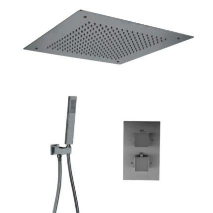 Quadro inbouw regendoucheset Gunmetal  Plafonduitloop
