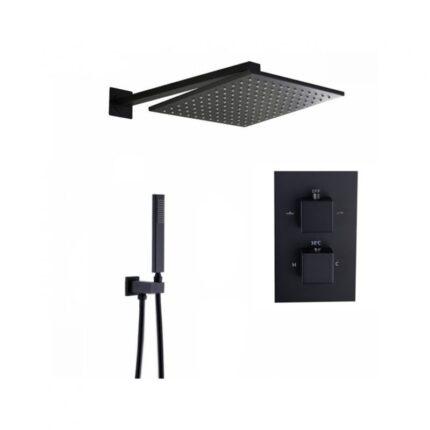 Inbouwregendoucheset Palermo Vierkant 30cm Mat zwart