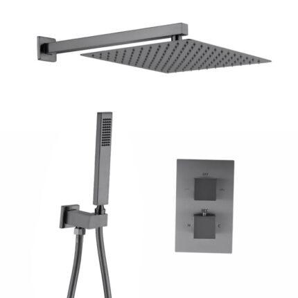 Inbouwregendoucheset Palermo Vierkant 30cm Gun metal