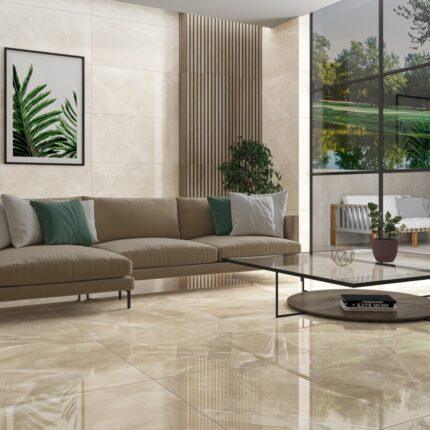 Vivalto Moka marmerlook vloer/wandtegel 90x90 Gepolijst (Hoogglans)