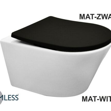 Vesta wandcloset rimless mat wit met Shade slim toiletzitting softclose en quick release mat zwart